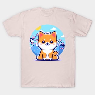 Happy Shiba Inu Dog In Japan Cartoon T-Shirt